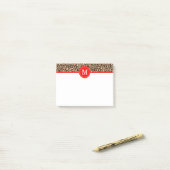 Aangepast monogram rood en luipaard afdrukken post-it® notes (Op bureau)