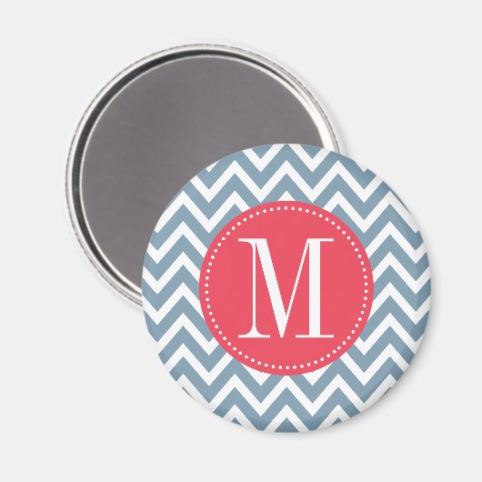 Aangepast monogram roze en blauw Chevron Magneet (Voorkant / Achterkant)