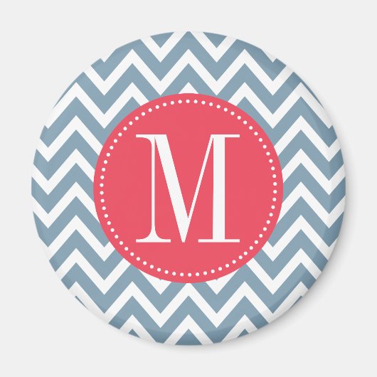 Aangepast monogram roze en blauw Chevron Magneet (Voorkant)