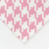 Aangepast monogram roze en wit houndstooth Patroon Fleece Deken (Hoek)