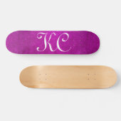 Aangepast monogram roze glitter skateboard (Horizontaal)