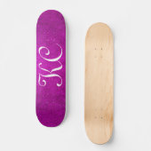 Aangepast monogram roze glitter skateboard (Voorkant)