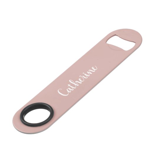 Aangepast monogram - Roze met script tekst Bar Key Speed Flessenopener (Voorkant Gekanteld)