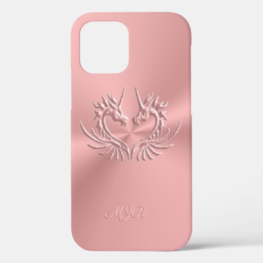 Aangepast monogram, roze, schuine draak Hoesje-mat Case-Mate iPhone Case (Achterkant)