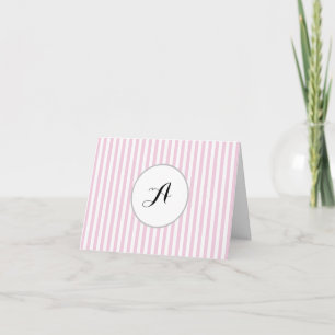 Aangepast Monogram Roze Streep Parisan Bedankkaart