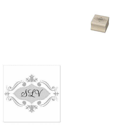 Aangepast monogram rubberstempel (Gestempeld)