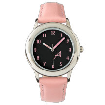Aangepast Monogram Stijlvol Zwart En Roze Wijzerpl