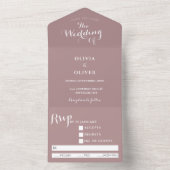 Aangepast monogram stoffige roos kalligrafie bruil all in one uitnodiging (Binnen)