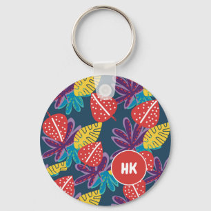 Aangepast monogram tropisch bloemmotief hawaii exo sleutelhanger