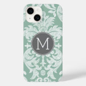 Aangepast monogram van het type Mint en Gray Damas Case-Mate iPhone Case (Achterkant)