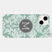 Aangepast monogram van het type Mint en Gray Damas Case-Mate iPhone Case (Achterkant (horizontaal))