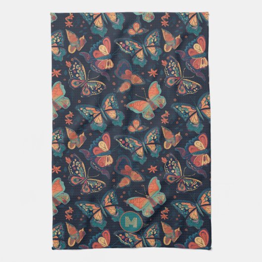 Aangepast monogram vlinderpatroon theedoek (Verticaal)