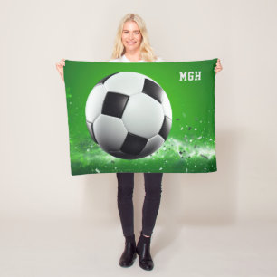 Aangepast monogram Voetbal Fleece Deken