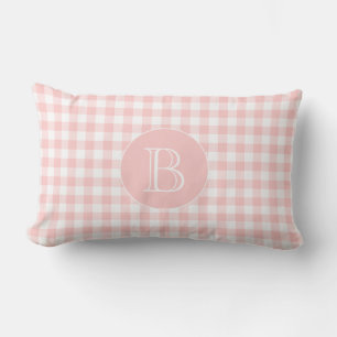 Aangepast monogram voor Blush Pink Gingham Pattern Kussen