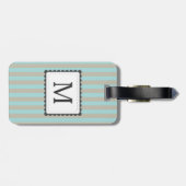 Aangepast monogram voor lichtblauw en beige strepe bagagelabel (Achterkant horizontaal)