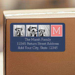 Aangepast monogram voor marinesolf en koraal fotoc etiket