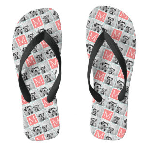 Aangepast monogram voor Mint en Koraal fotocollage Teenslippers