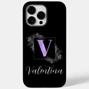 Aangepast monogram voor Paarse Floral Butterfly - Case-Mate iPhone 14 Pro Max Hoesje
