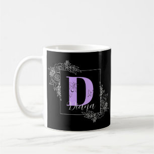 Aangepast monogram voor Paarse Floral Butterfly - Koffiemok