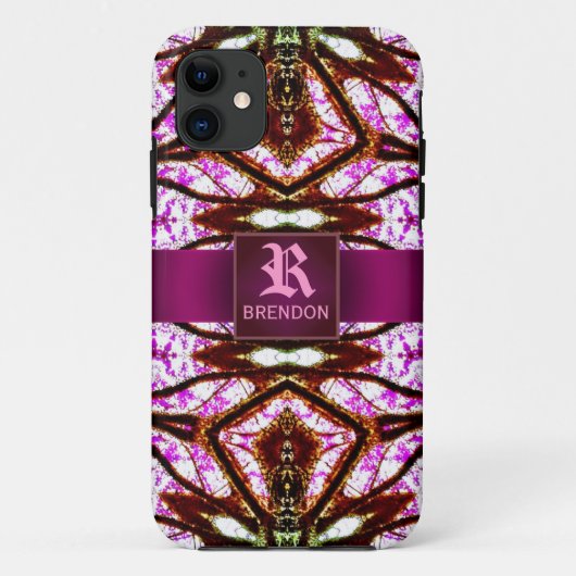 Aangepast monogram voor roze batikpatroon Case-Mate iPhone case (Achterkant)