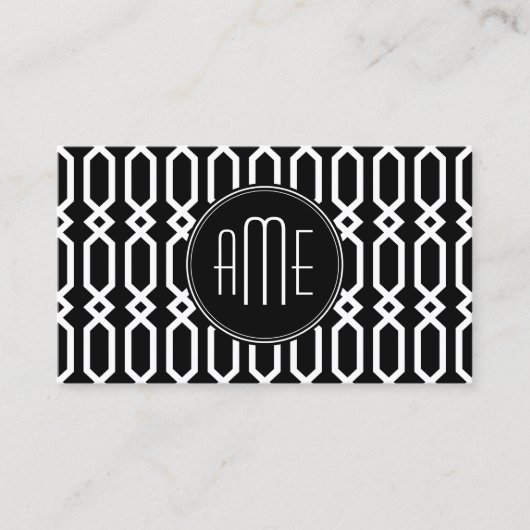 Aangepast monogram voor zwart en wit geometrisch p visitekaartje (Voorkant)