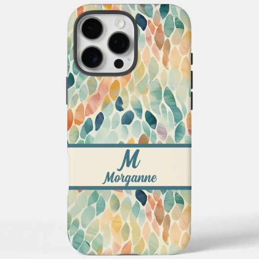 Aangepast monogram Waterverf bladpatroon Case-Mate iPhone Case (Achterkant)