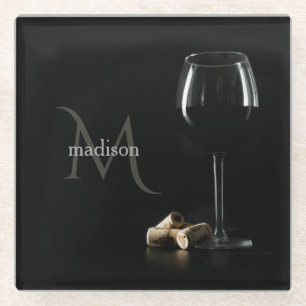 Aangepast monogram "Wijnglas" onderzetter