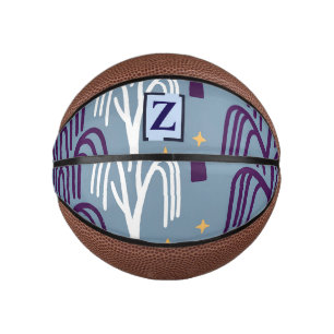 Aangepast monogram Wilgenboompatroon Blauw Basketbal
