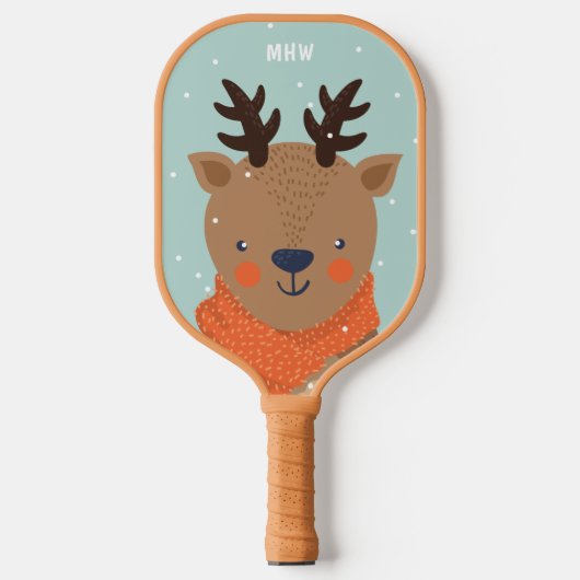 Aangepast monogram Winter Deer Pickleball Paddle (Voorkant)
