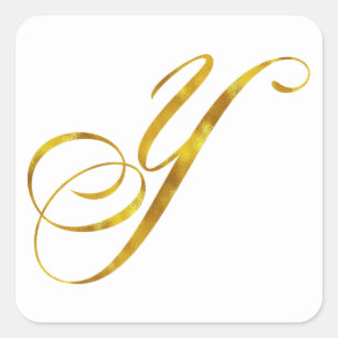 Aangepast Monogram Y Faux Gold Foil Monogrammen In Vierkante Sticker
