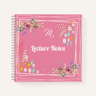 Aangepast monogram Zacht Pastel Roze Floral Lectur Notitieboek