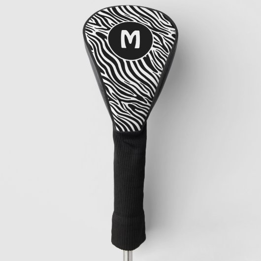 Aangepast monogram zebra patroon golfheadcover (Voorkant)