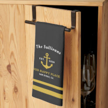 Aangepast monogram zwart goud anker