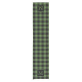 Aangepast Monogram Zwart Groen Buffel Plaid Patroo Korte Tafelloper (Voorkant)