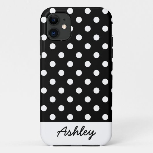 Aangepast monogram zwart poka Dots Case-Mate iPhone Case (Achterkant)