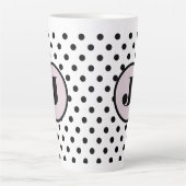 Aangepast monogram zwart poladot latte mok (Voorkant)