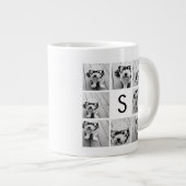 Aangepast monogram zwart-wit fotocollage extra grote mok (Voorkant rechts)