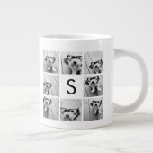 Aangepast monogram zwart-wit fotocollage extra grote mok (Rechts)