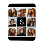 Aangepast monogram zwart-wit fotocollage magneet (Verticaal)