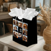 Aangepast monogram zwart-wit fotocollage medium cadeauzakje