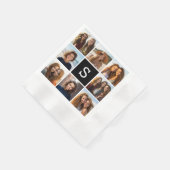 Aangepast monogram zwart-wit fotocollage servetten (Hoek)