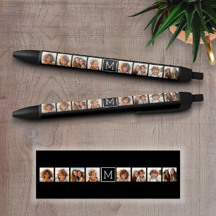 Aangepast monogram zwart-wit fotocollage zwarte inkt pen
