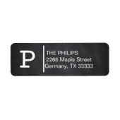 Aangepast monogram zwart-witbord etiket (Voorkant)