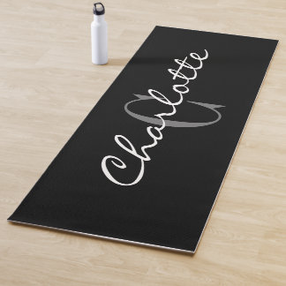 Aangepast monogram zwarte yoga mat voor werkout