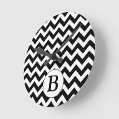 Aangepast monogrammatisch groot zwart Chevron desi Ronde Klok (Hoek)