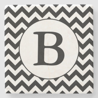 Aangepast monogrammatisch groot zwart Chevron desi Stenen Onderzetter