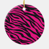 Aangepast monogrammatisch Initiaal Hot Pink Black Keramisch Ornament (Achterkant)