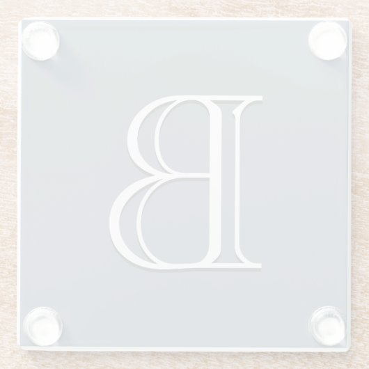 Aangepast monogramme Initiaal Middelgroot blauw &  Glazen Onderzetter (Achterkant)