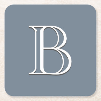 Aangepast monogramme Initiaal Middelgroot blauw &  Vierkante Kartonnen Onderzetter
