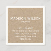 Aangepast monogrammed Rustic Kraft Vierkante Visitekaartje (Achterkant)